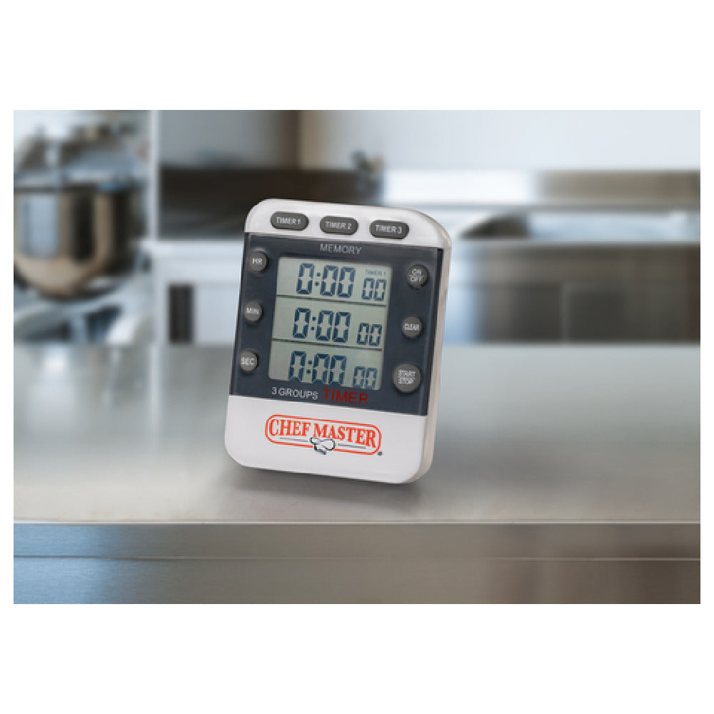 Chef Master 90271 3-Stage Memory Timer With Clip (12 Each Per Case)