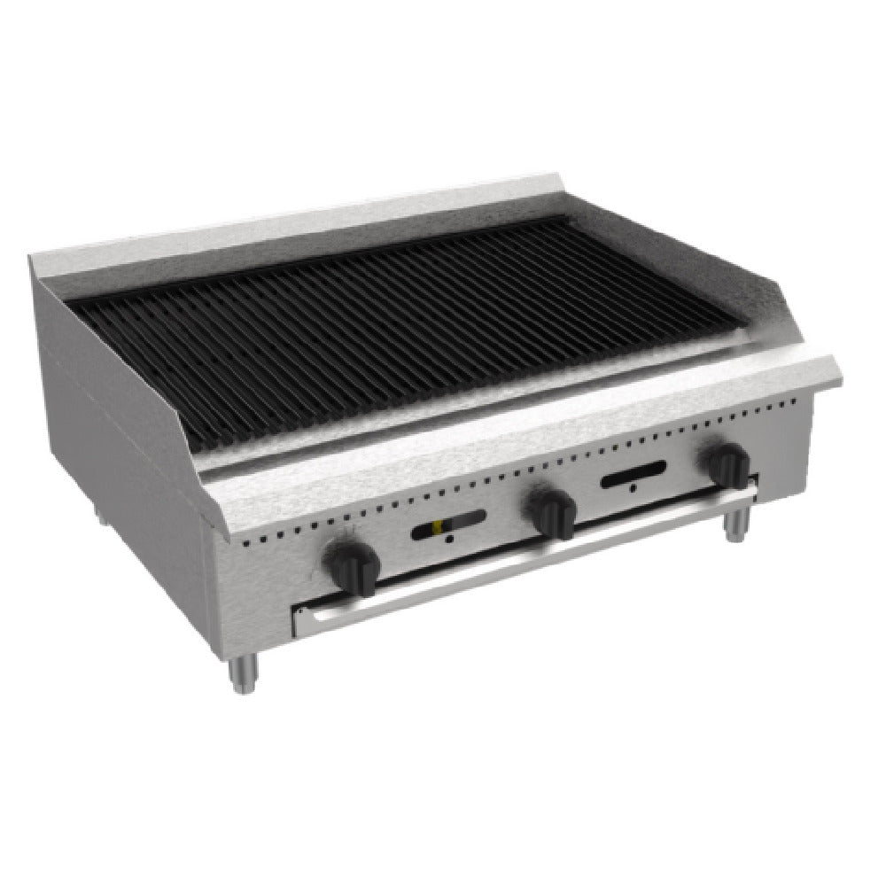 Serv-Ware SCBS-36-LP-SA - Serv-Ware - Gas Cooking - 36” Wide Radiant Broiler - Liquid Propane - (3) 30,000 BTU Stainless Steel "U" Shaped Burners