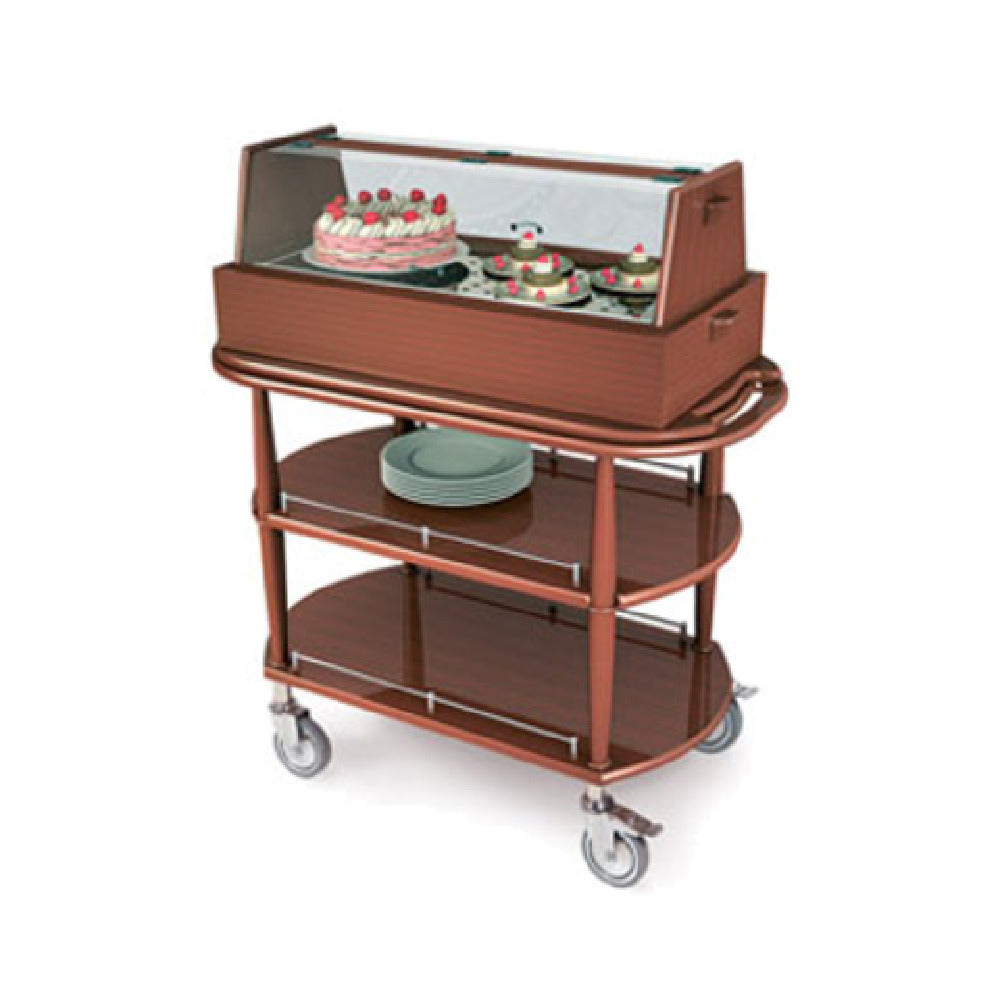 Geneva 70355 Pastry Cart-Spice 43-3/8"W X 21-5/8"D X 47-1/4"H Acrylic Hinged Top Dome
