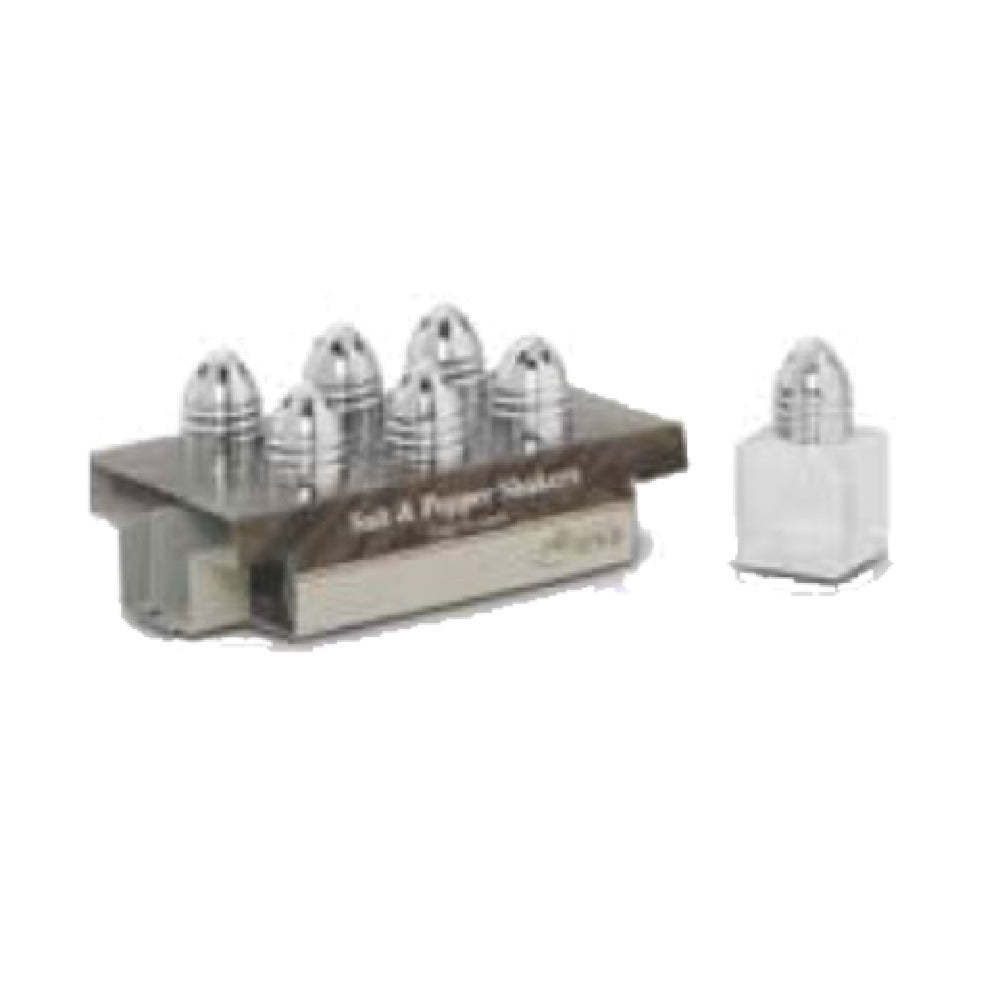 Alegacy Foodservice Products AL6155SP Cash & Carry Mini Salt & Pepper Shaker 1/2 Oz. Squared Glass Jar