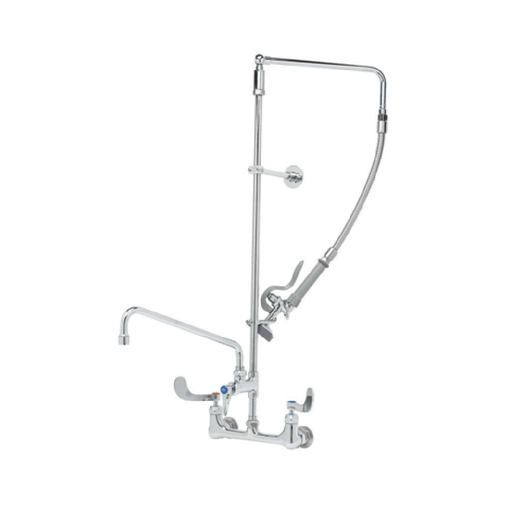 T&S Brass B-2466 Wall Mount Mixing Faucet 8" With Polished Chrome Plated Brass Body