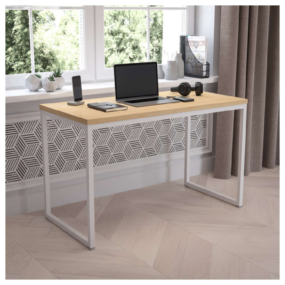 Flash Furniture GC-GF156-12-MAP-WH-GG - Computer Desk, 47"W, Laminated Maple Top With PVC Edging