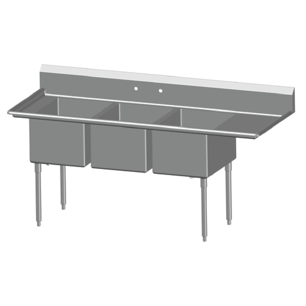 SPG 3N1618-RD24 - Universal Stainless Sink, Three Compartment, 24" Right-hand Drainboard