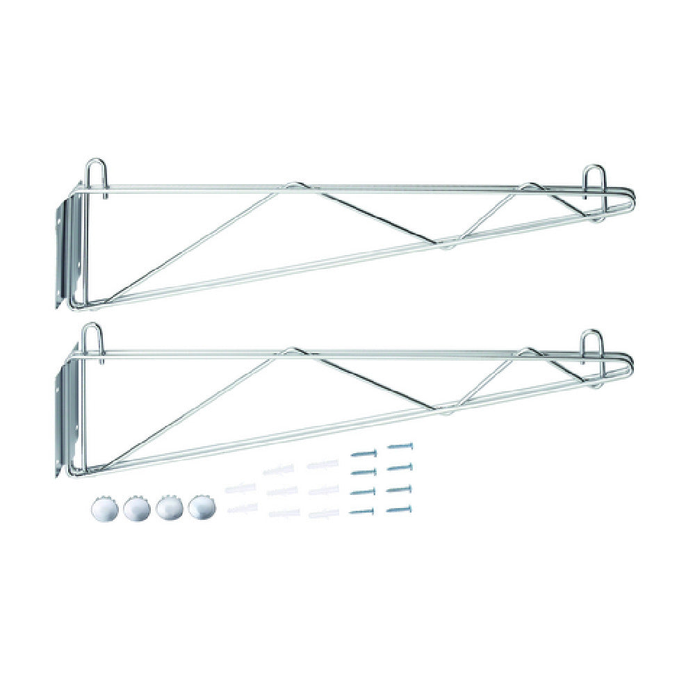 Hubert 81105 - CenPro Deep Wall Mounting Brackets For Chrome Wire Shelving, 18", (2 Per Set)
