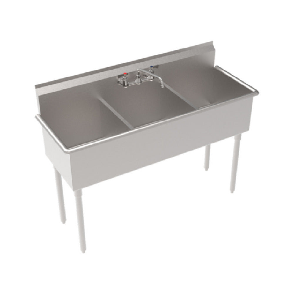 Krowne BS-1818-3 Royal Series 3-Compartment Basin Sink 57"W X 21-1/2"D X 43-3/4"H