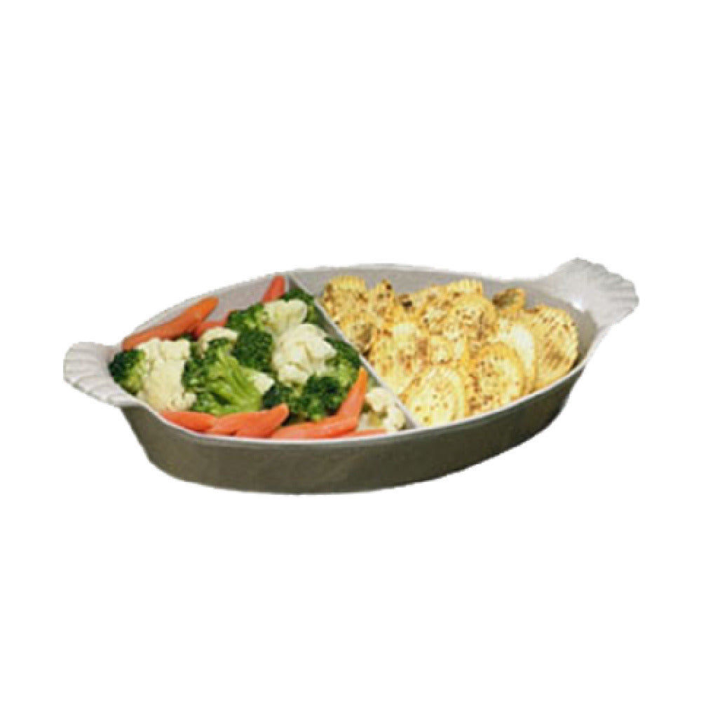 Bon Chef 5025DSLATE Divided Au Gratin Pan 2 Qt. 8-1/2" X 15"