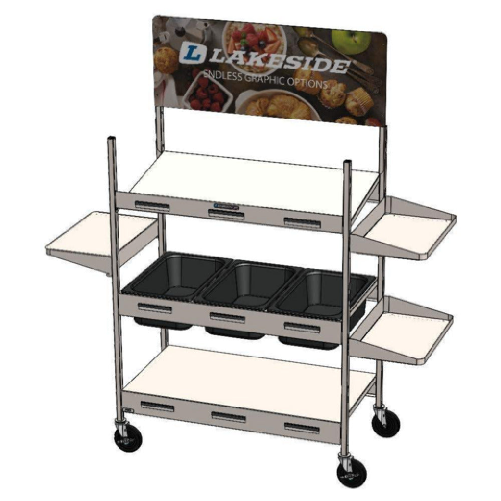 Lakeside 172619 - Modular Breakfast Cart, Stainless Steel Construction, 22.25" D X 42.5" L X 57" H