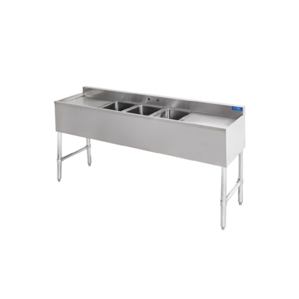 Sapphire Manufacturing SMBS-3D18 Underbar Sink Three Compartment 10"x14"x10" Compartments
