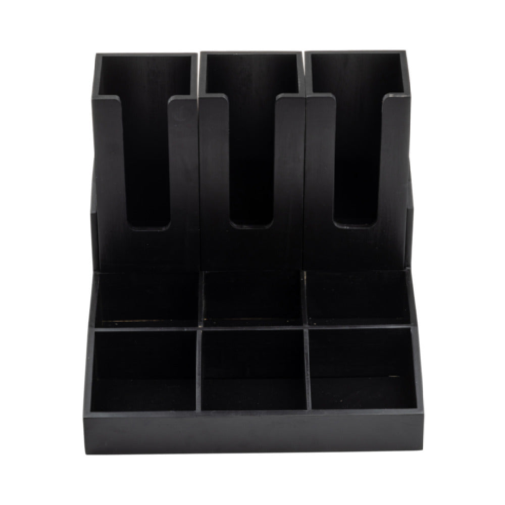 Tablecraft 12690 Coffee Condiment Organizer 15" X 1 4" X 7.5" 9 Compartments With 3 Cup/lid Holders