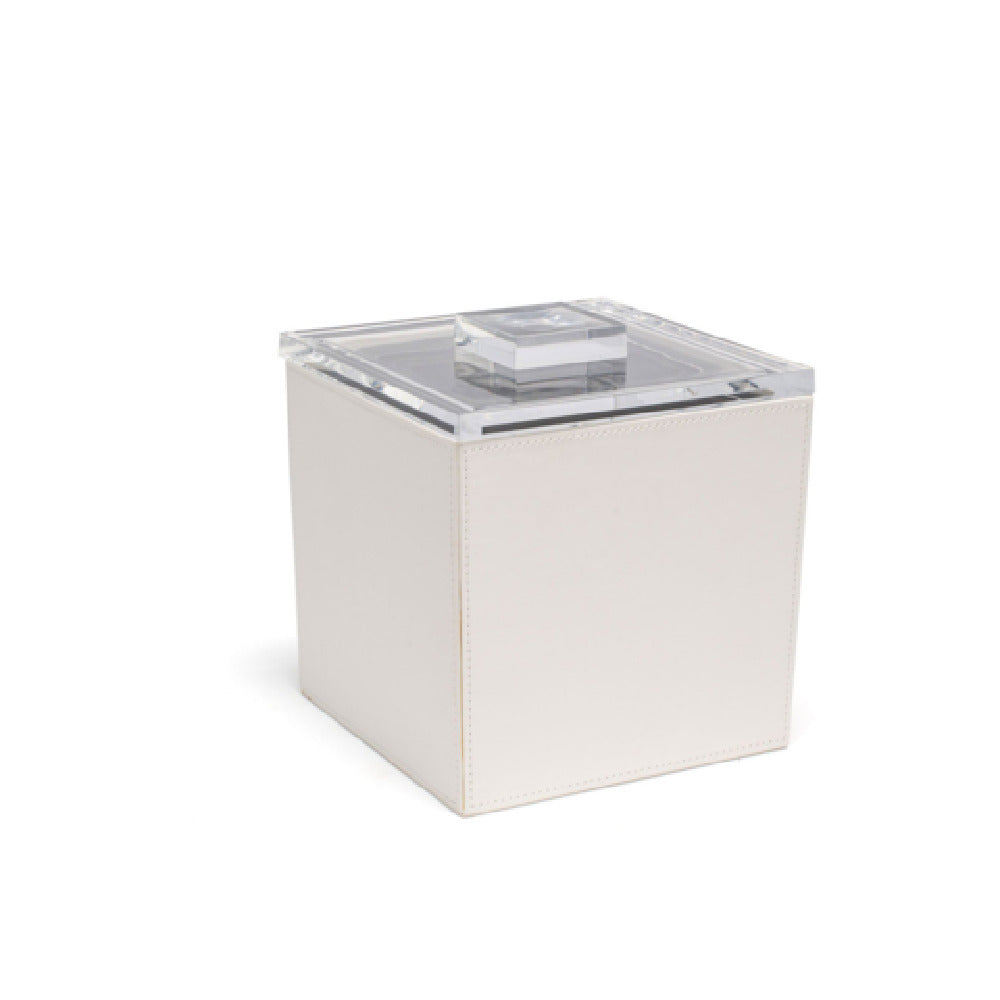 FOH RIB002WHL11 3.5qt Square London Ice Bucket White With Acrylic Lid Includes One RIB001WHL11-BTM 3.5qt Square Ice Bucket Base White