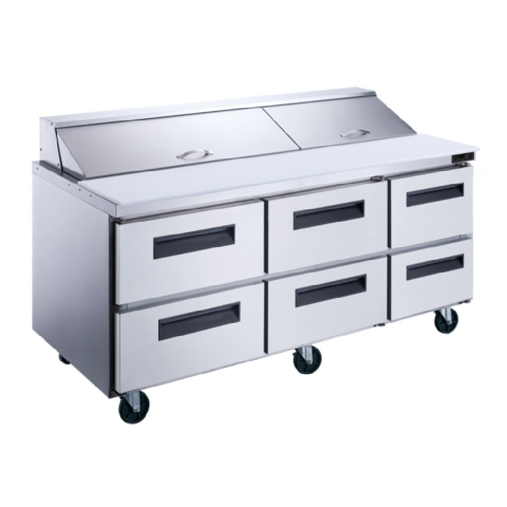 Dukers DSP72-30M-D6 Mega Top Sandwich/Salad Prep Table With Drawers