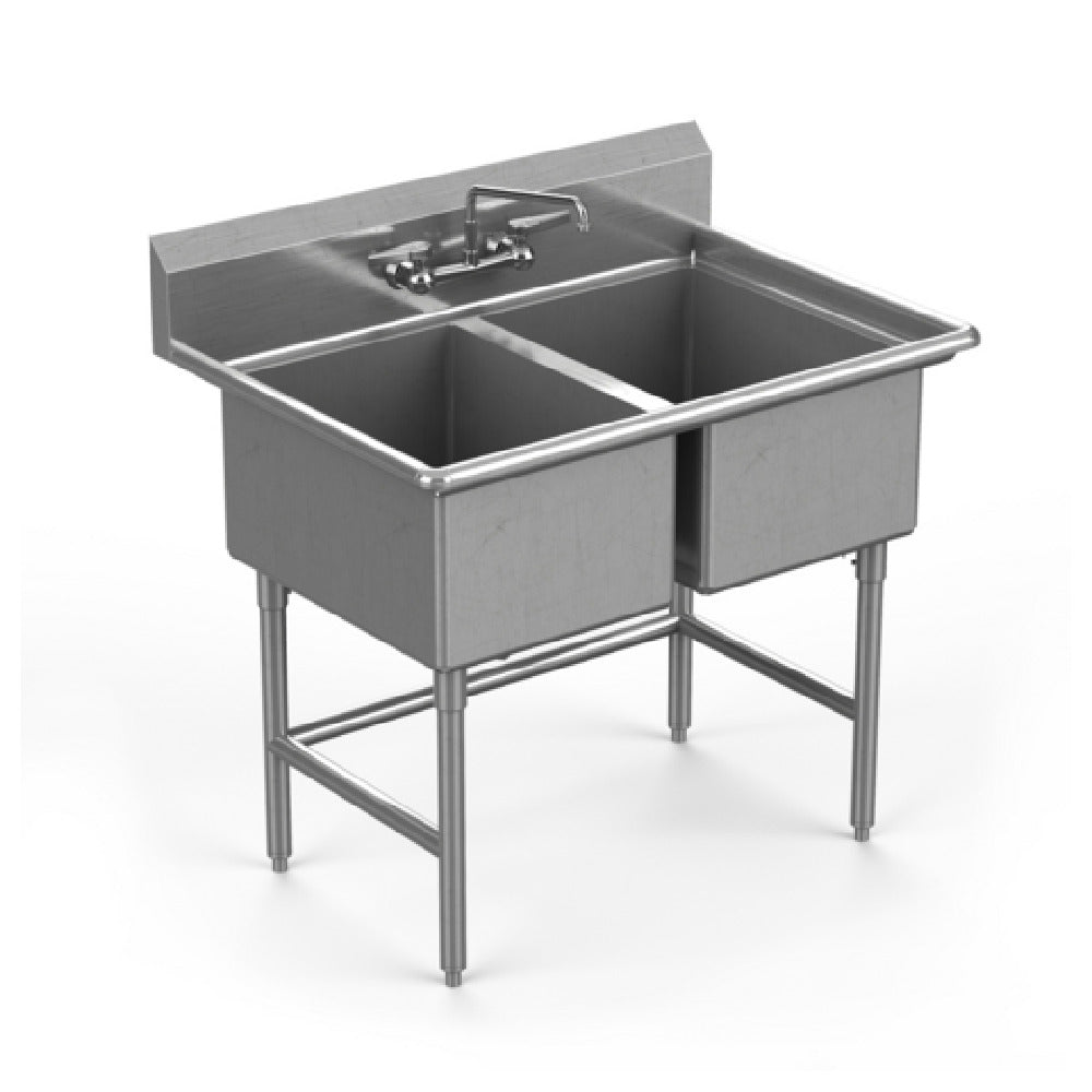 Winholt WS2T1818-14DP-14GA - Sink, Two Compartment, 18" Front-to-back X 18" Wide X 14" Deep With Backsplash