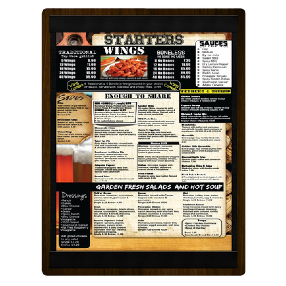 Menu Solutions WDSTR-C Menu Board Holds 8-1/2" X 11" Insert Double Panel