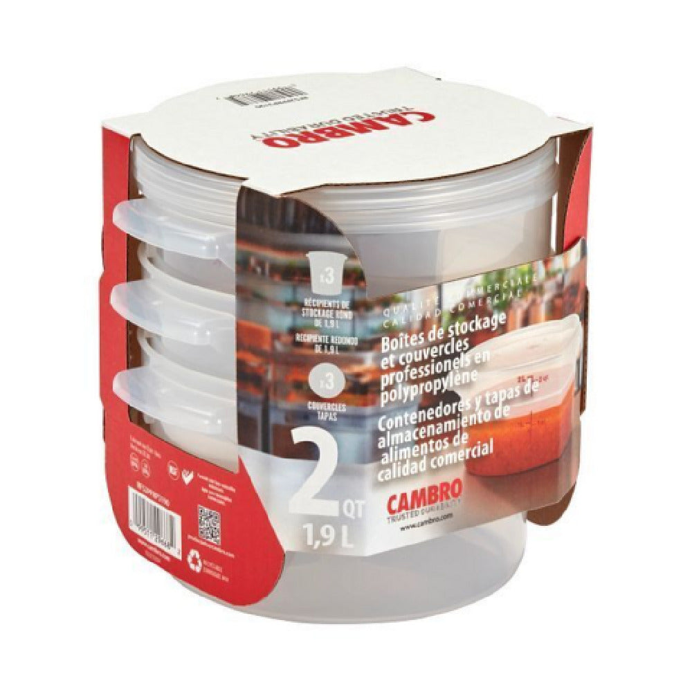 Cambro RFS2PPRP3190 - Multi Pack Translucent Container And Lid, 2 Qt. Capacity, Round