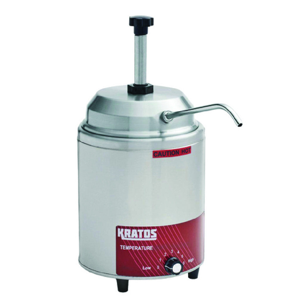 Hubert 87611 - Kratos® Commercial Round Hot Topping Warmer And Dispenser, 7.5"W X 13.25"D X 15.5"H