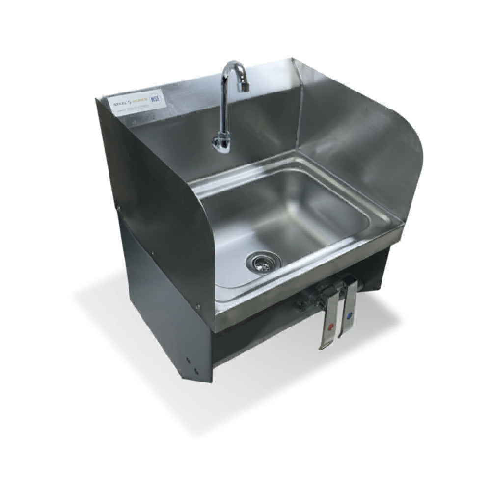 Steel Works Stainless SWHS-151715-SPSBDKV Hand Sink 15-1/4" X 17" X 15"H With 14" X 10" X 5" Drawn Bowl