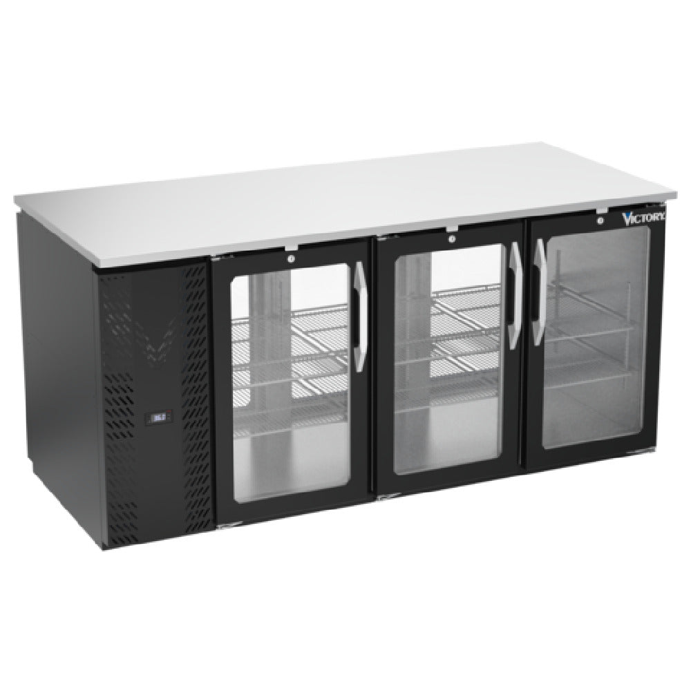 Victory VBB72HC-FG-PT-B - Pass-Thru Back Bar Refrigerator, Food Rated, Three-section