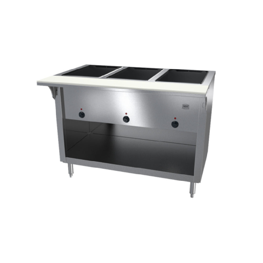 NBR Equipment HT-3W-120B Hot Food Table Enclosed Open Storage Base Electric (3) 12" X 20" Open Wells(water Pan Sold Separately)
