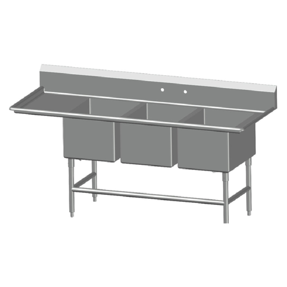 SPG 3SL1824-LD24 - Universal Stainless Sink, Three Compartment, 24" Left-hand Drainboard