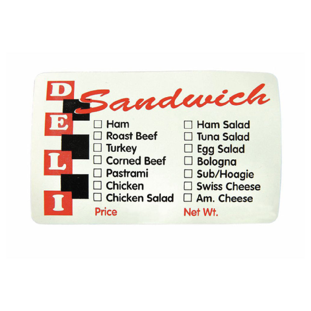 Hubert 12939 - Food Information Label, "Deli Sandwich", 3" X 2"