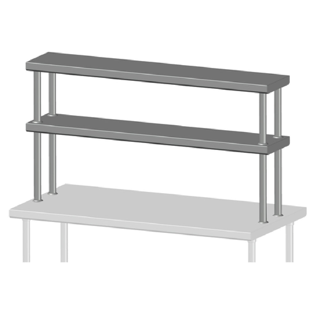 SPG TSD-18-10 - Universal Stainless Double Overshelf, 10" Wide, Stainless Steel (priced Per Linear Foot)