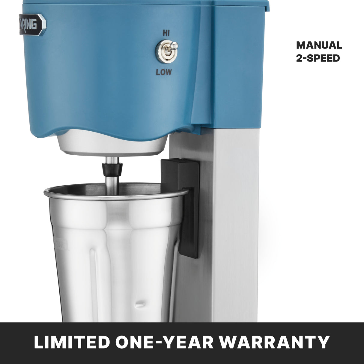 Waring WDM20 Light-Duty Single-Spindle Drink Mixer 9"W X 10-3/8"D X 22"H Manual (2) Speed Hi/low Toggle Switch - KitchenRestock.com