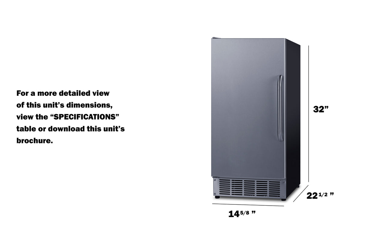 Summit BIM44GADA Air-cooled Cube-style Built-In 45 lb. Clear Ice Maker, ADA Compliant