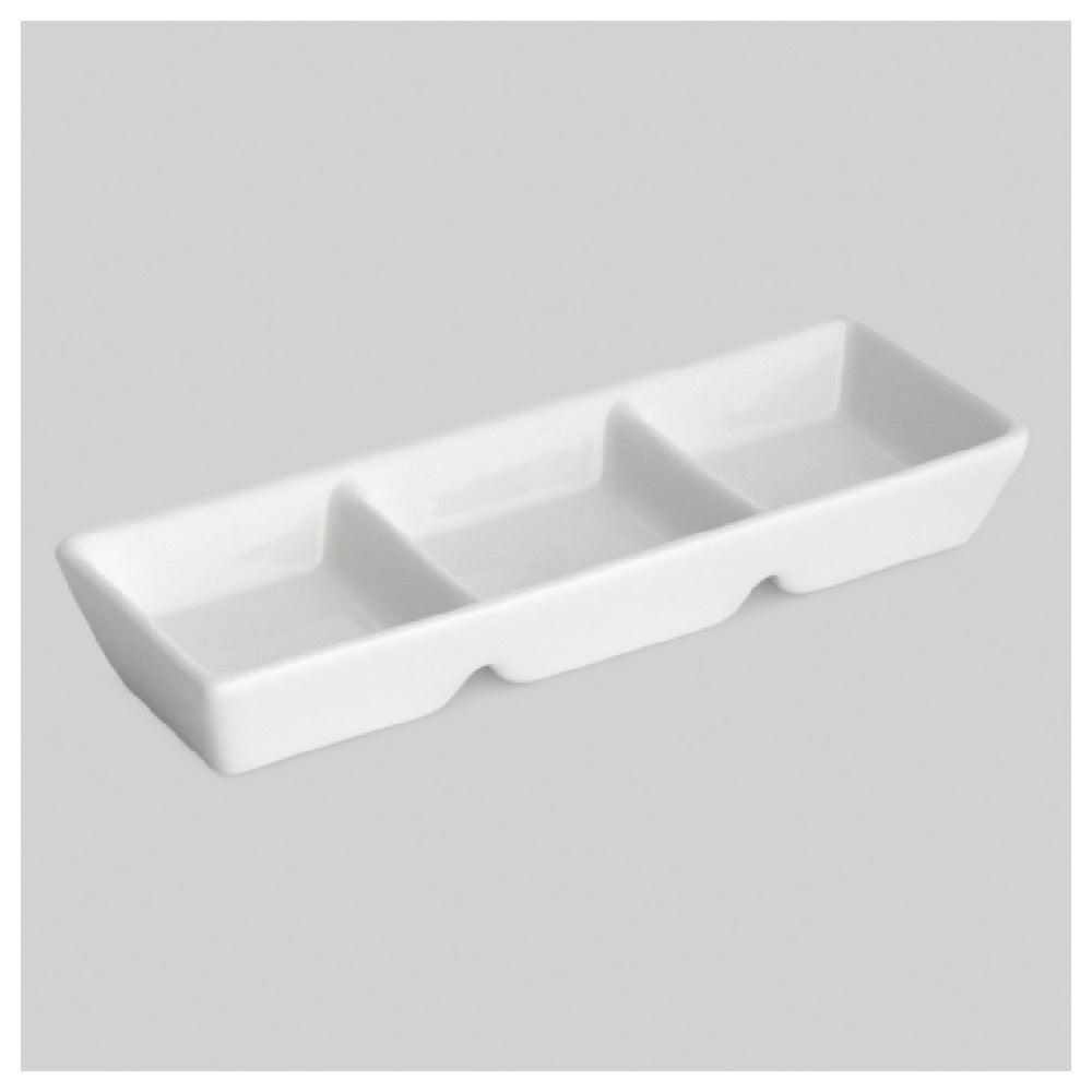 Bon Chef 6000067P - Sauce Dish, 3 Compartment, 7"L X 3"W X 1"H