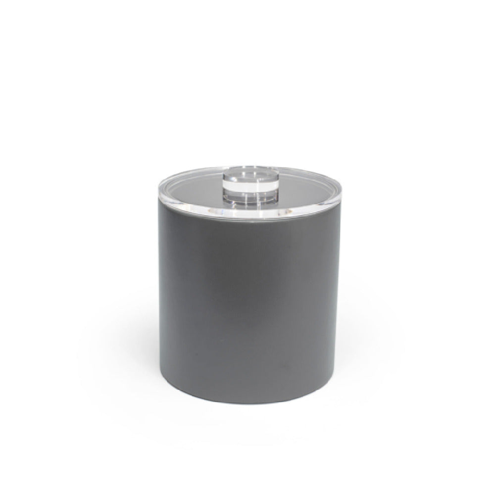 FOH RIB020GYL21 3.5qt Round London Ice Bucket Smoke With Acrylic Lid Includes One RIB017GYL21-BTM 3.5qt Round London Ice Bucket Base Smoke
