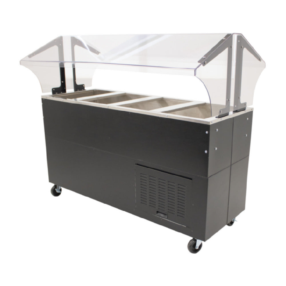 Advance Tabco BMACP4-B-SB Serving Counter With Mechanically Assisted Cold Pan Includes: Double Sided Sneeze Guard