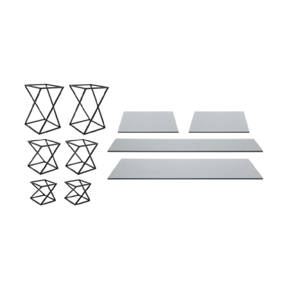 FOH BST012MUM28 Buffet Essentials Twist Smoke Glass On Matte Black Includes Two BRI005BKI28 Twist Risers Set Of 3 Matte Black