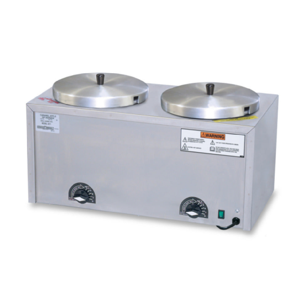 Gold Medal 4211 - Caramel Apple Dip Warmer/Server, Twin, Melts Ready-to-use Caramel Using A Water Bath