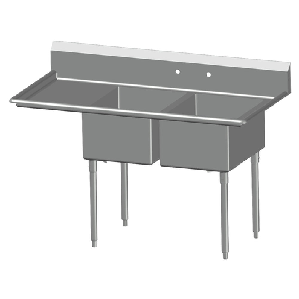 SPG 2N18-LD24 - Universal Stainless Sink, Two Compartment, 24" Left-hand Drainboard