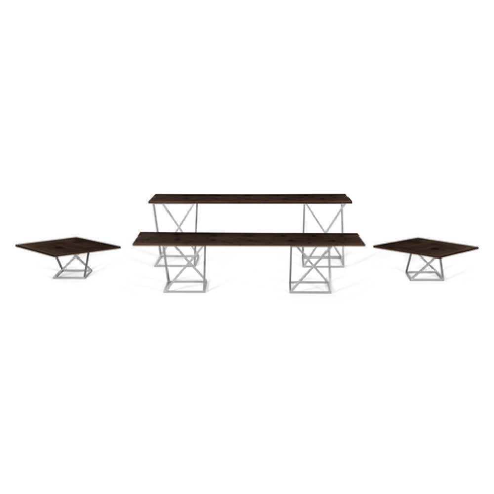FOH BST014MUM28 Buffet Essentials Twist Black Bamboo On Silver Includes Two BRI005BCI28 Twist Risers Set Of 3 Silver
