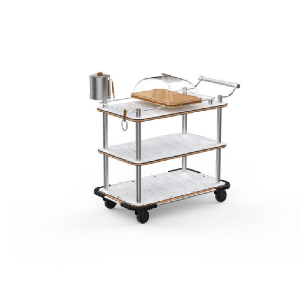 Steelite MGCRNX20CSXX Mogogo Buffet Solutions Roll'n Cheese Plate & Wine Cart 41-1/2" X 21" X 40-1/2"H