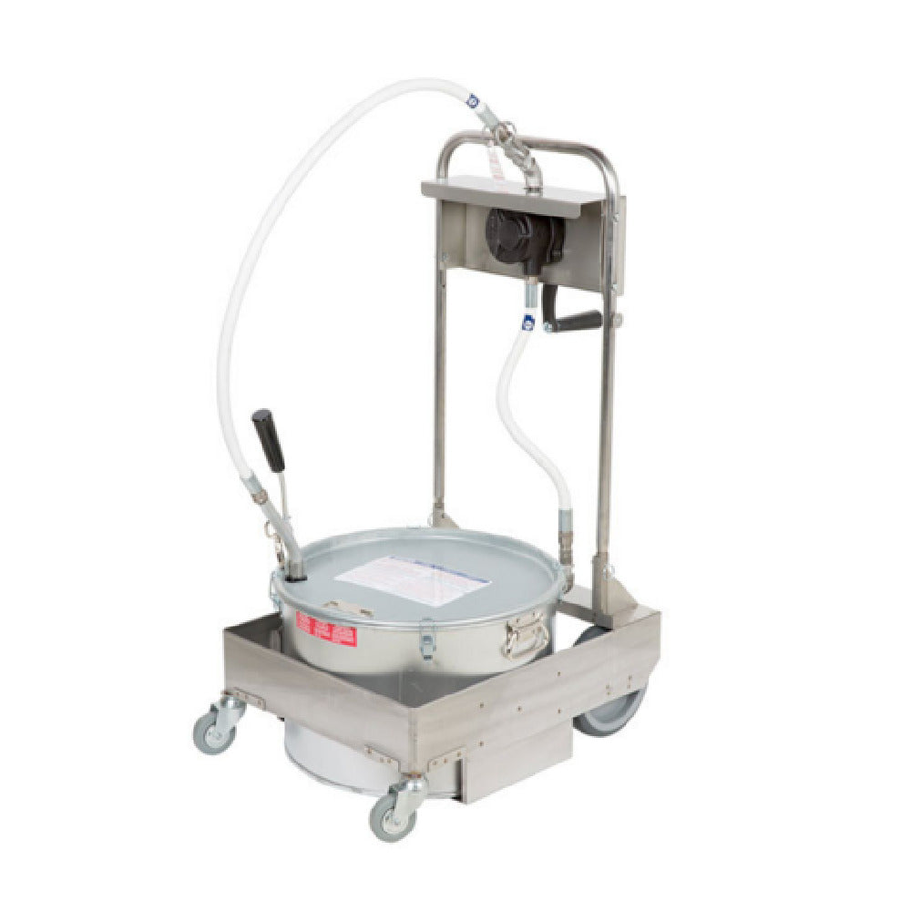 MirOil USA 75HD-79200 Oil Filter Machine/Discard Trolley Hand Operated Oil Pump 1-way For Fryers With Drain Valves For Oil Capacity To 75 Lb.