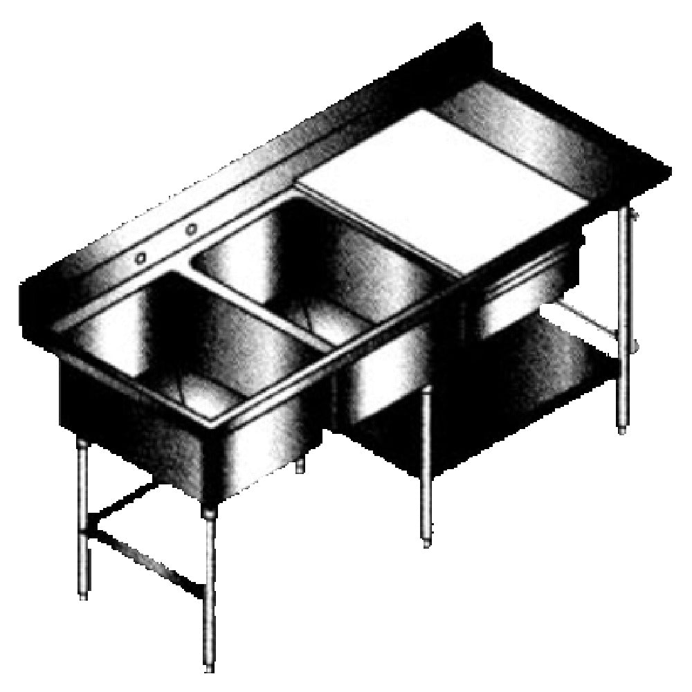SPG PT-72 - Universal Stainless Prep Table, 72"W X 30"D, With Sinks & Cutting Board