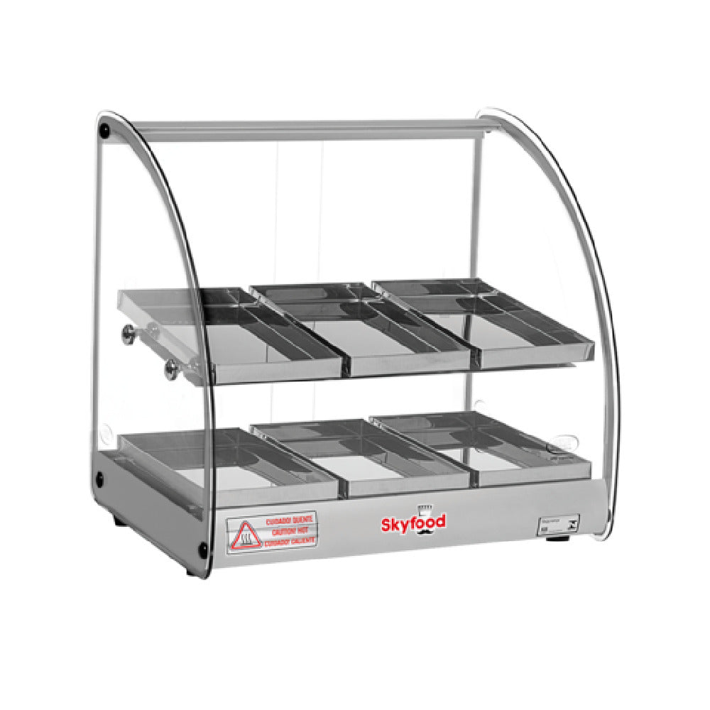 Skyfood Equipment FWD2-18G Food Warmer Display Case 18-1/2"W X 14-3/8"D X 17-1/2"H (2) Shelves With (3) Stainless Steel Pans Per Shelf