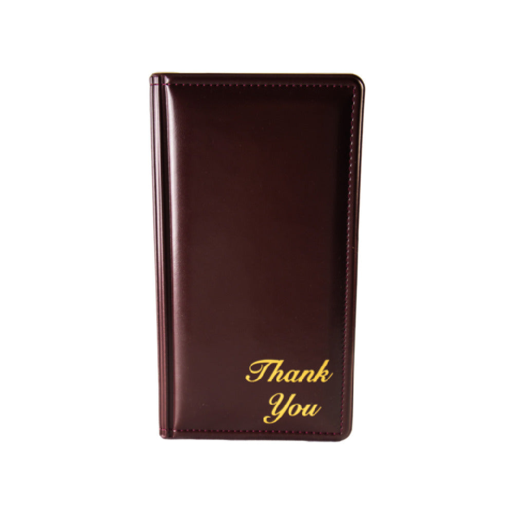 Risch 5000P WINE THANKYOU Padded Vinyl Check Presenter In Wine 5" X 9" Stitched Edges