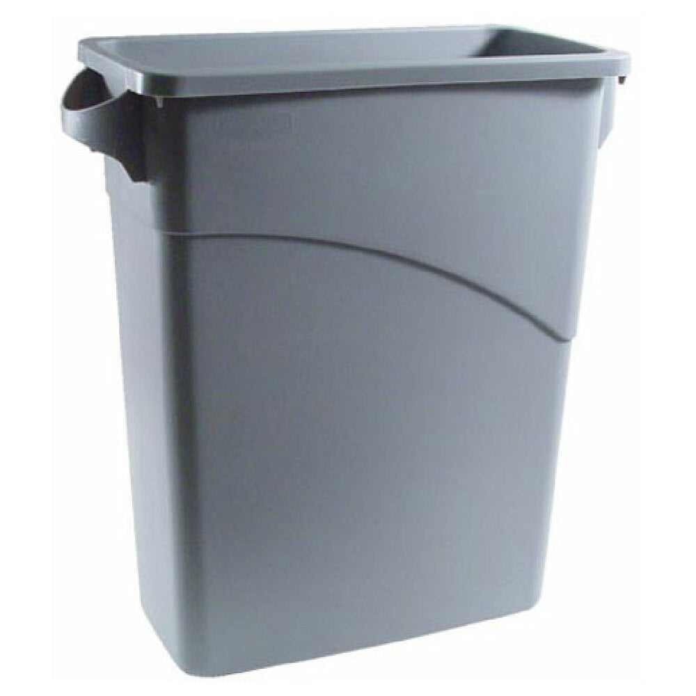 Rubbermaid RBMD1971258 16 Gal Gray Trash Can Slim Jim W/ Handles