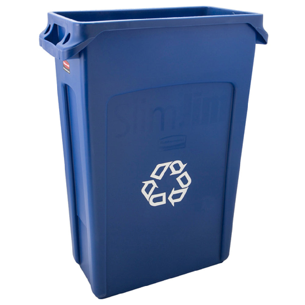 Rubbermaid 3540-07 Slim Jim Recycling Can 23 Gal Blue With Handles