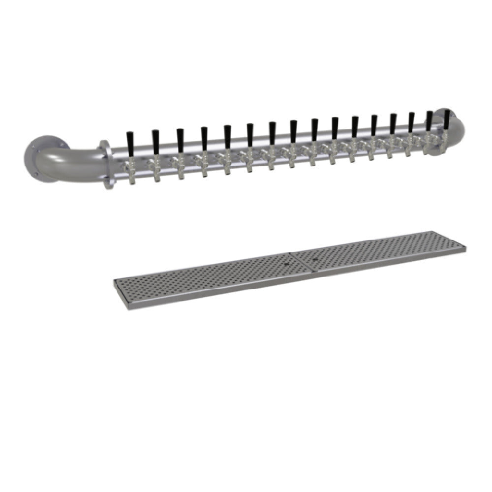 Glastender PW-16-SS Pipe Wall Draft Dispensing Tower Wall Mount (16) Stainless Steel Faucets (handles Not Included)
