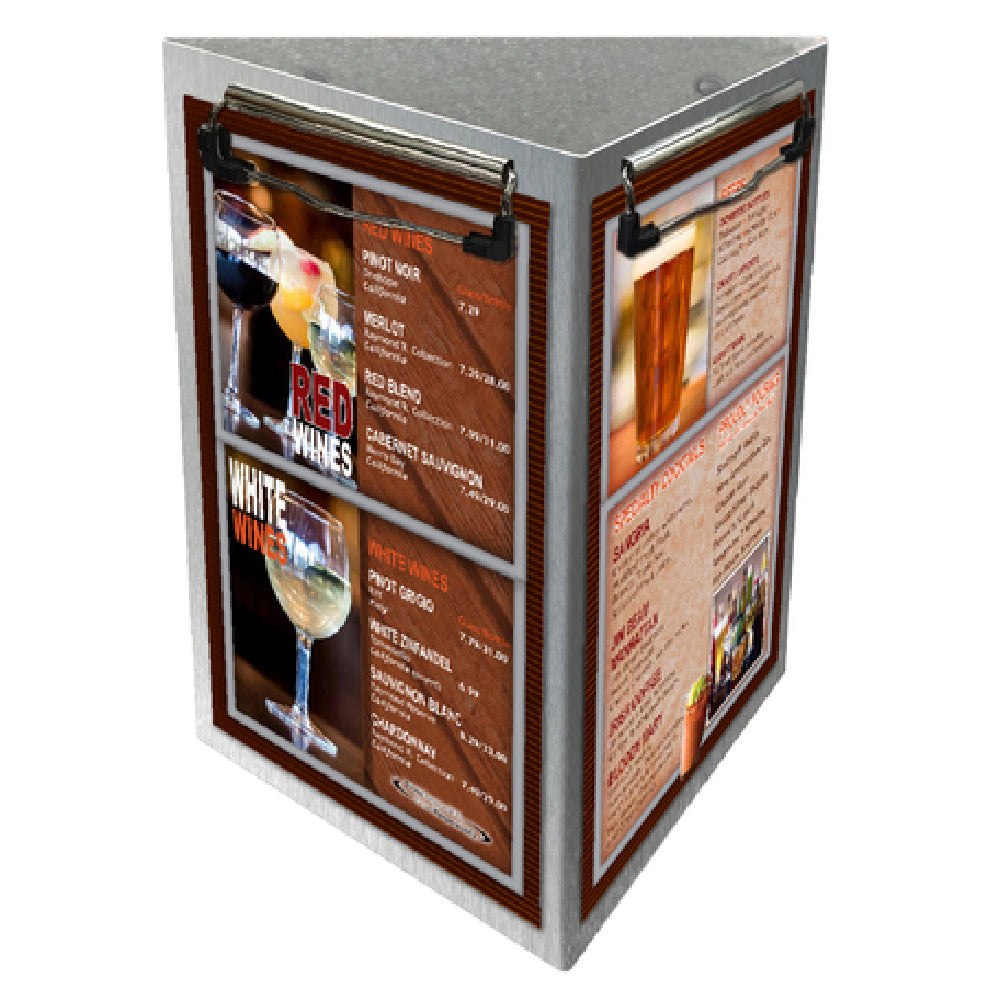 Menu Solutions ATT3CLIP-E Table Tent Holds 5-1/2" X 8-1/2" Inserts Triple Panel