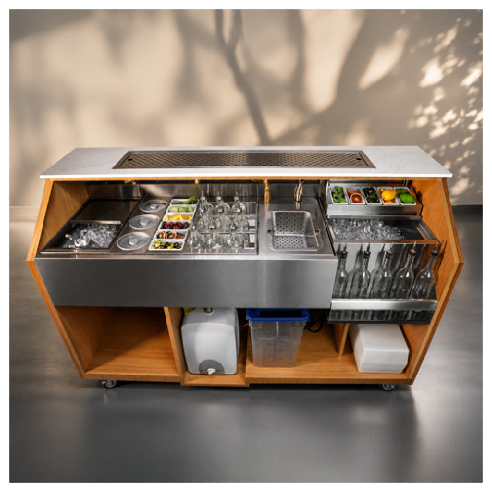 Krowne OBMB-66-MC - The Oak & Brass Mobile Bar With Margarita Collection Kit Inserts