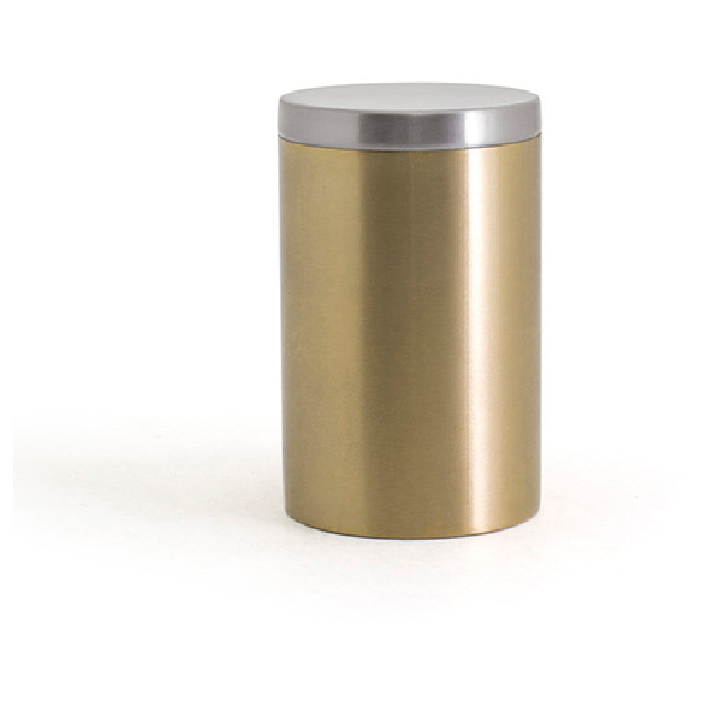 FOH RJR029GOS23 Round Stainless Jar With Lid Matte Brass With Brushed Stainless Lid