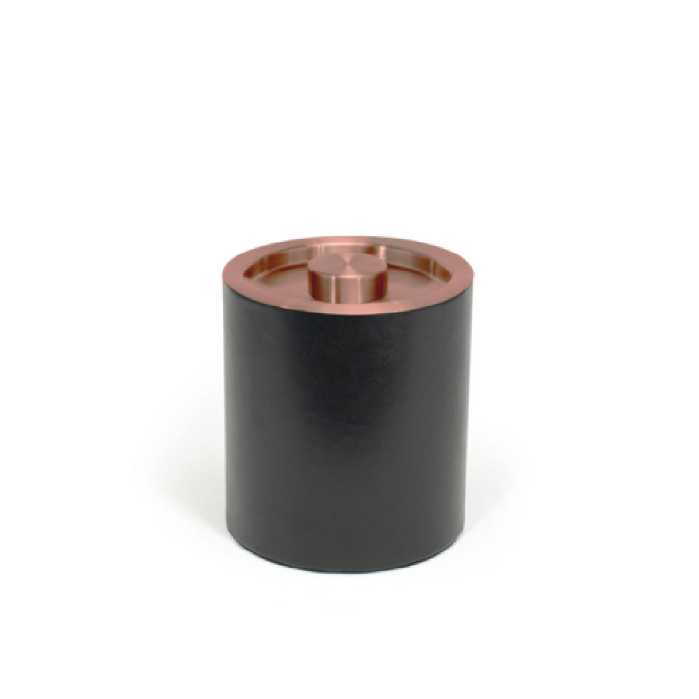 FOH RIB076BKL21 2qt Round London Ice Bucket Black With Rose Gold Lid Includes One RIB014BKL21-BTM 2qt Round London Ice Bucket Base Black