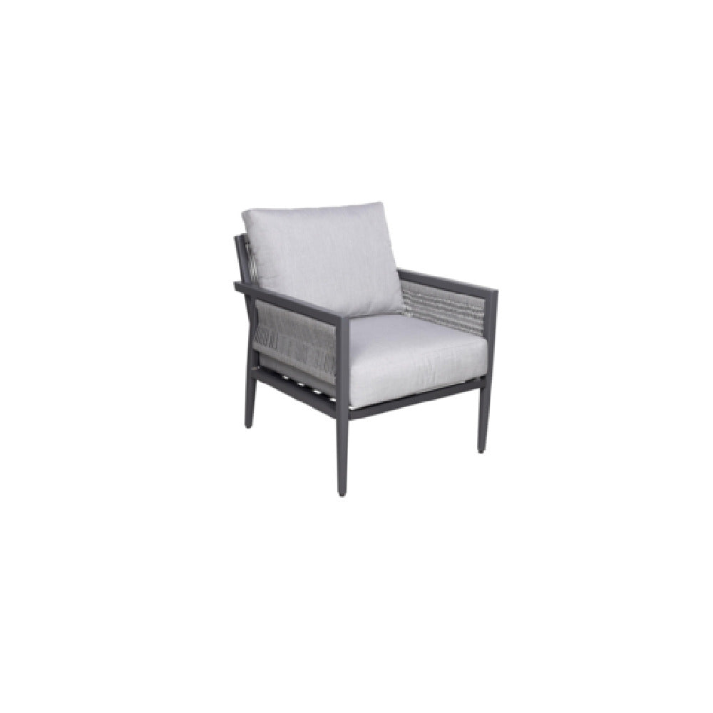 Plantation Prestige Commercial Furniture 8810600-015402 Acadia Lounge Chair Gunmetal Grey Finish Grey Rope On Sides