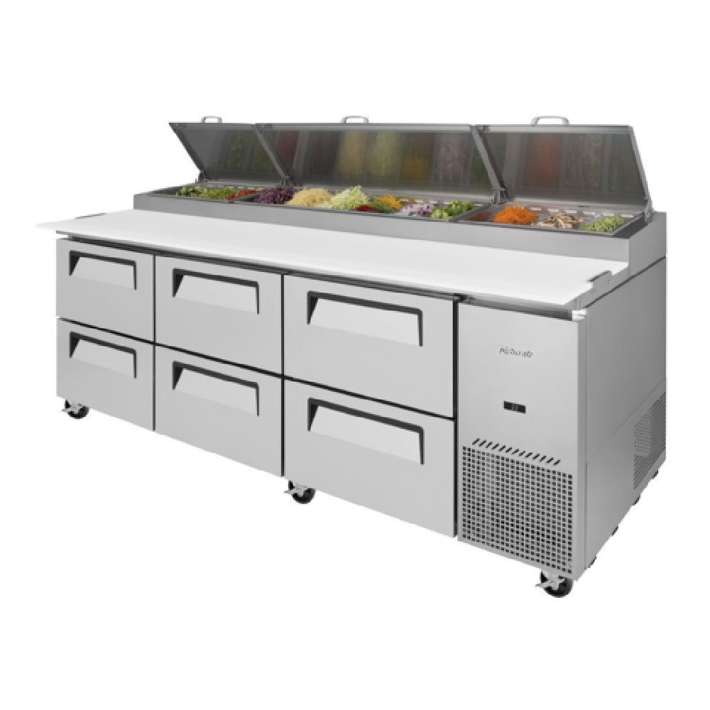 Turbo Air TPR-93SD-D6-N Super Deluxe Pizza Prep Table Three-section 31.0 Cu. Ft.