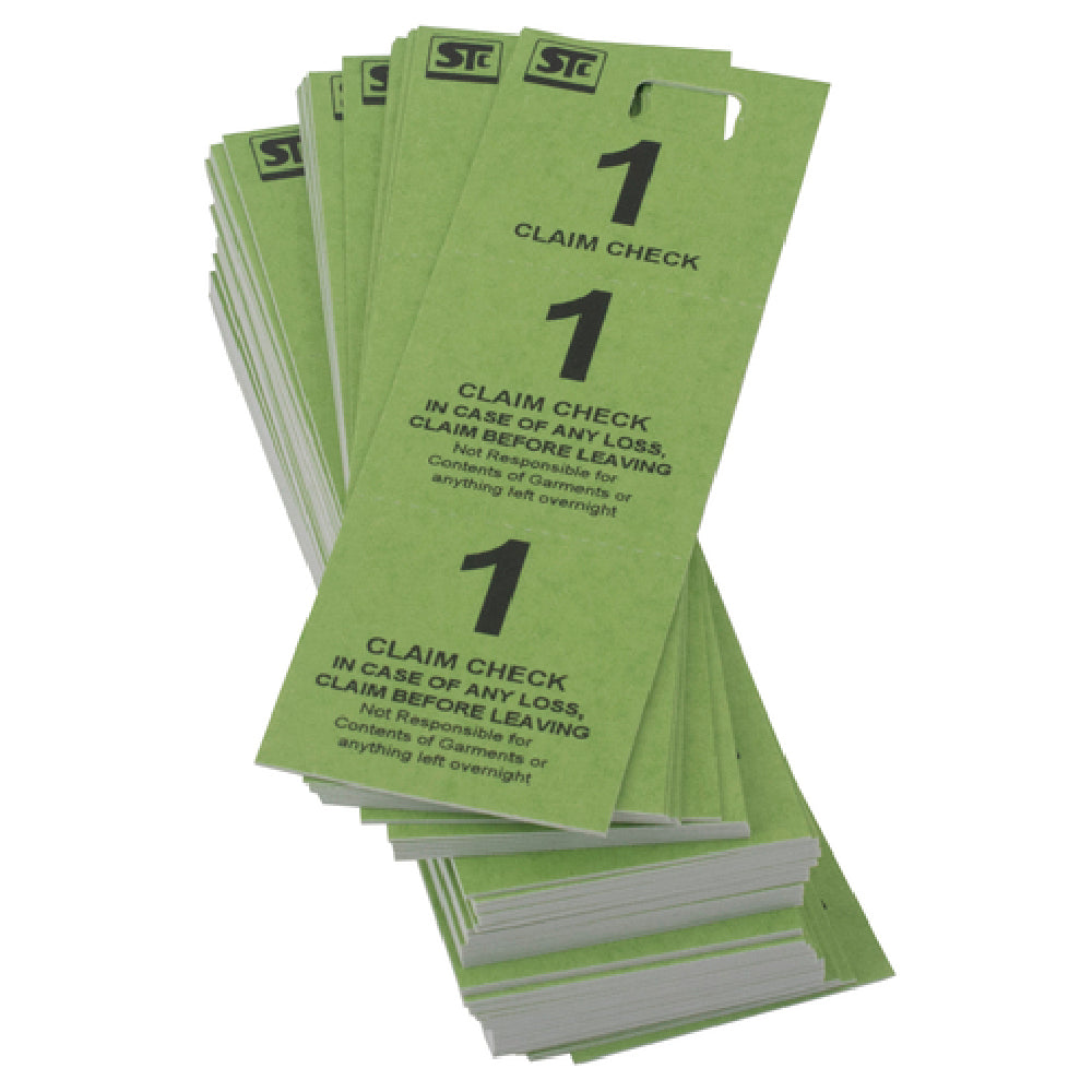 Stanton Trading 3GCR-GREEN Coat Room Check Cardboard Triplicate Tickets Green