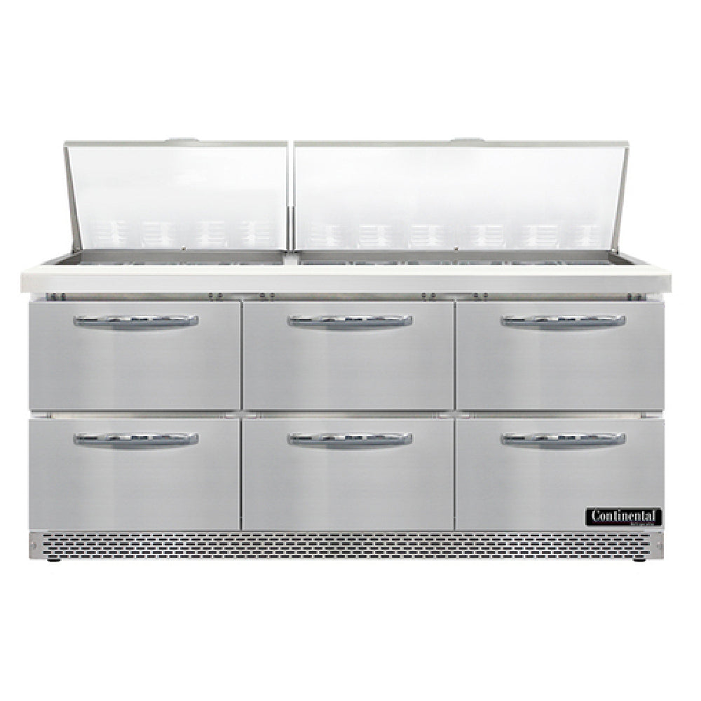 Continental Refrigerator SW72N30M-FB-D Mighty Top Sandwich Unit Front Breather